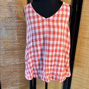 Time and Tru Orange and White Ruffled Tank Top